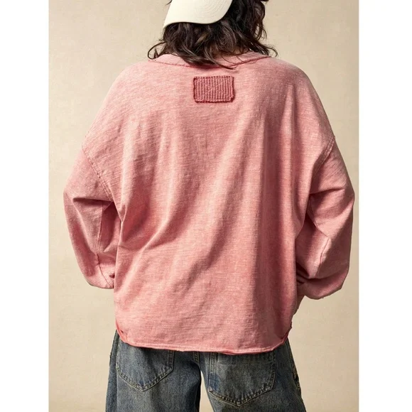 100% Cotton Pink Heart Appliqué Oversized Sweatshirt - Picture 5 of 8